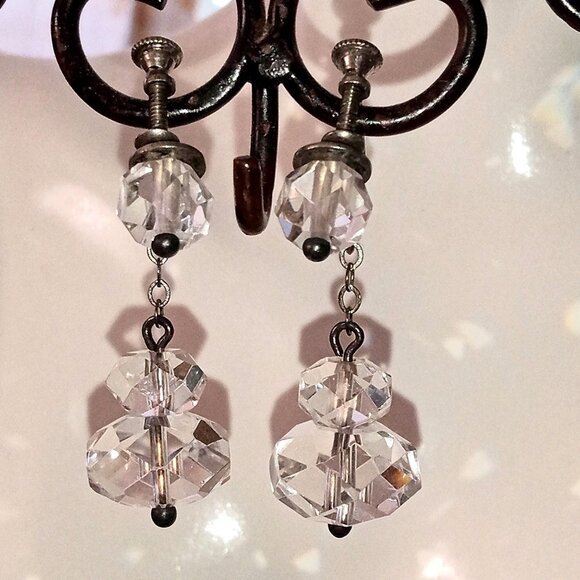 Beautiful 102-'s Crystal and Sterling Earrings - Picture 2 of 10